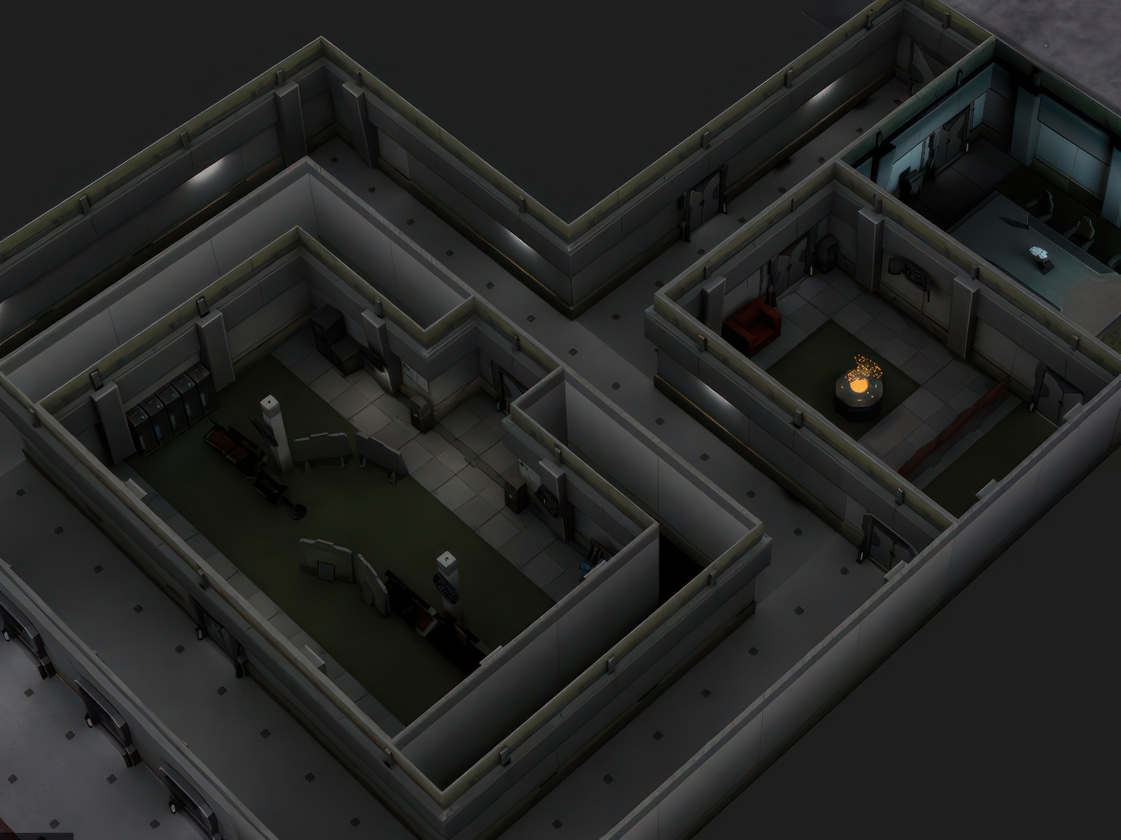 Work in progress with rooms being laid out in the editor
